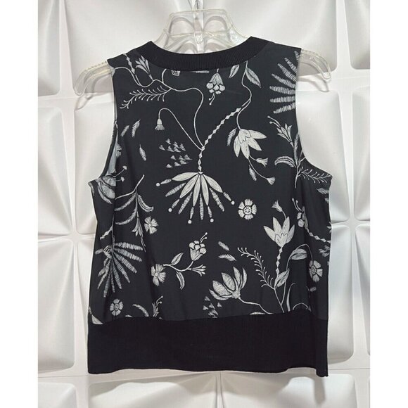 Althleta Sz S Black Floral Print Ribbed Shell Zephyr Tank Top Black UPF 50+ - Picture 5 of 10